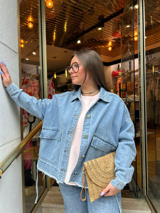Veste en jean oversize - Bleu