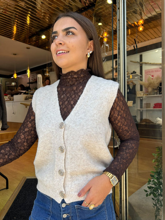 Pull sans manches Julia Beige