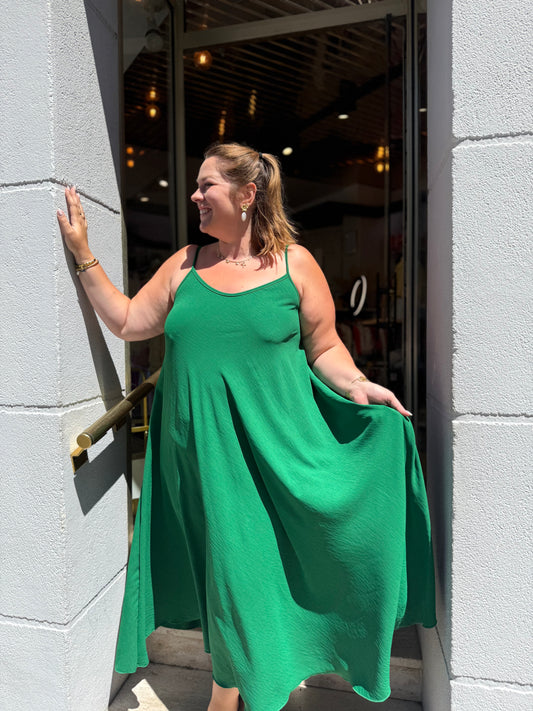 Robe bretelles Célestine verte