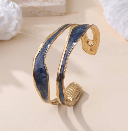 Manchette ondulée émaillée bleue – Acier inoxydable
