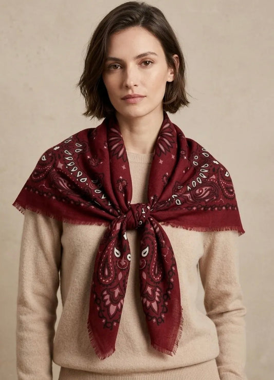 Grande écharpe Lina  bandana bordeaux