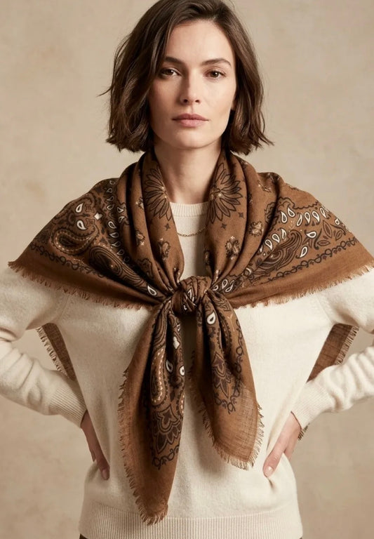 Grande écharpe Lina bandana marron