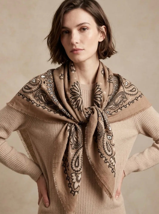 Grande écharpe Lina  bandana beige