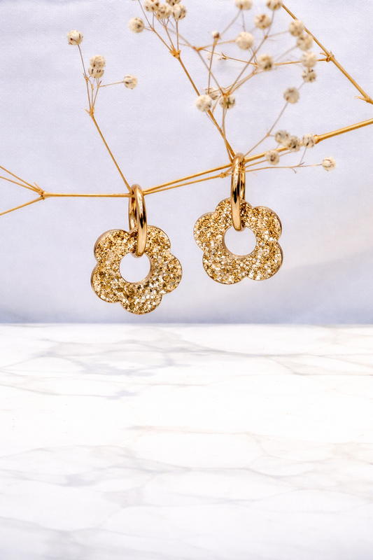 Boucle d’oreille doré paillette
