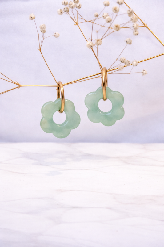 Boucle d’oreille vert d’eau