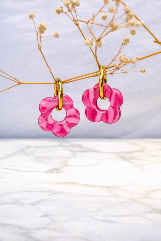 Boucle d’oreille bonbon rose