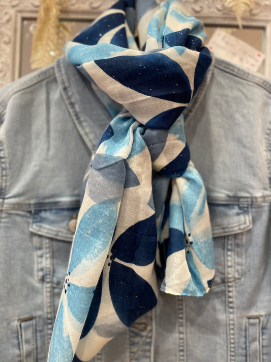Foulard imprimé bleu