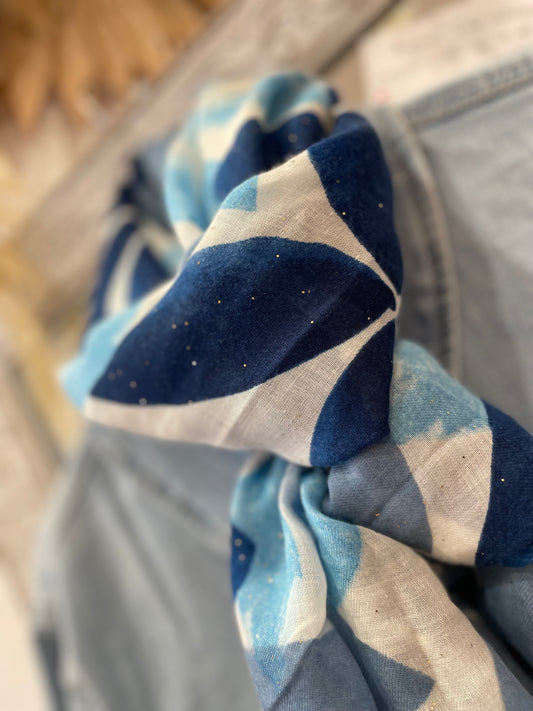 Foulard imprimé bleu
