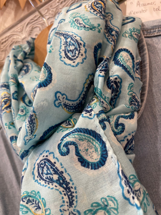 Foulard imprimé bleu