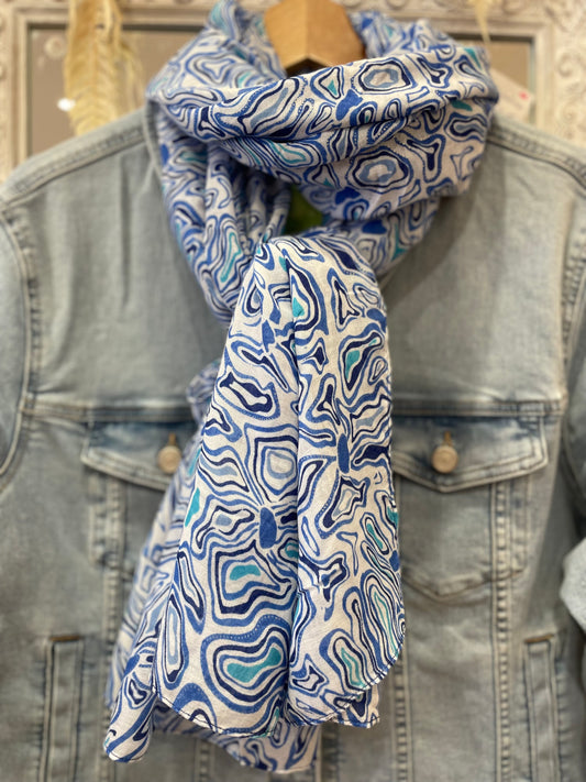 Foulard imprimé bleu
