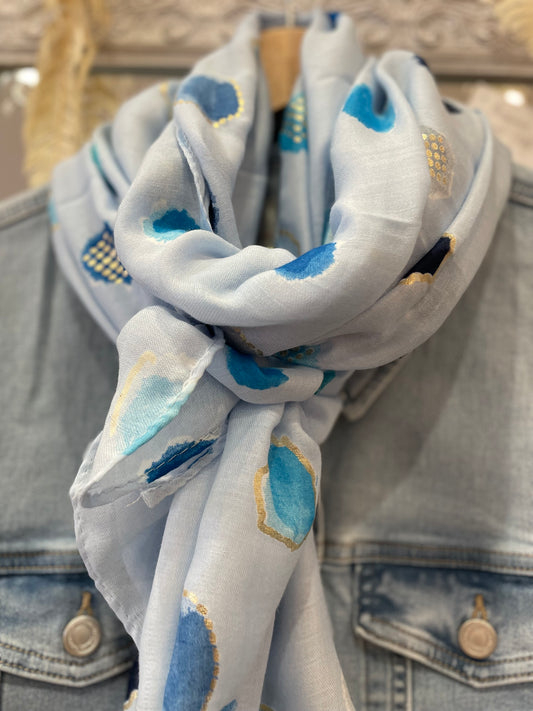 Foulard imprimé bleu ciel