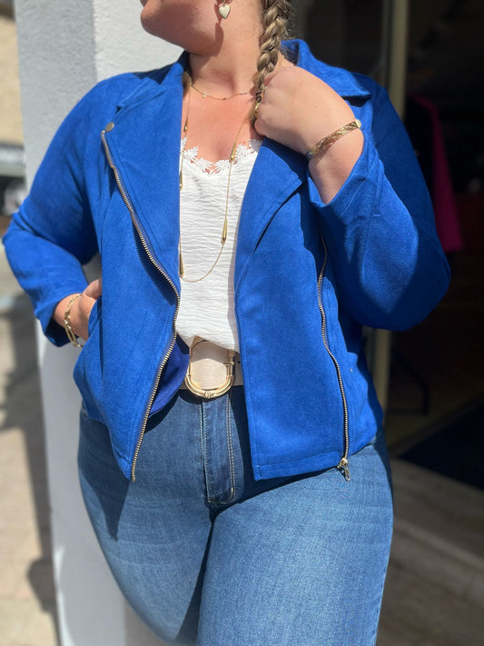Veste suédine Bluma Bleu dur