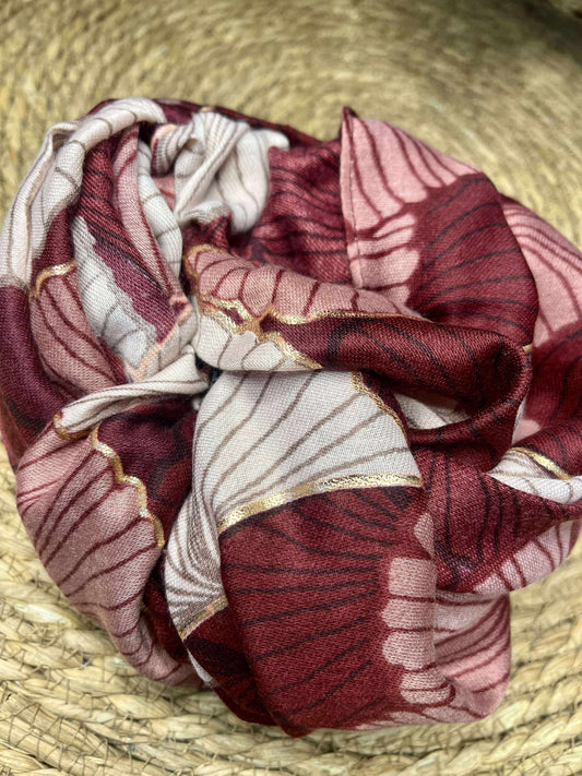 Foulard Bordeaux Fleuri