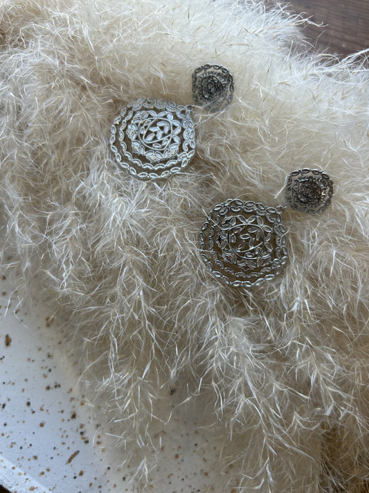 Boucle d'oreille en acier inoxydable argenté