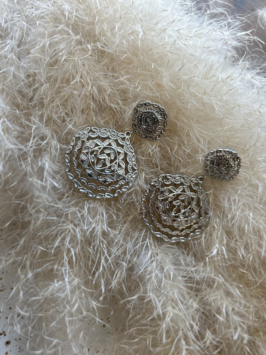 Boucle d'oreille en acier inoxydable argenté