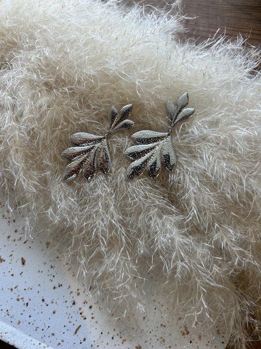 Boucle d'oreille en acier inoxydable argenté