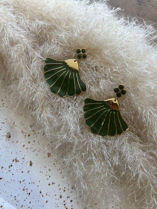 Boucle d'oreille en acier inoxydable verte
