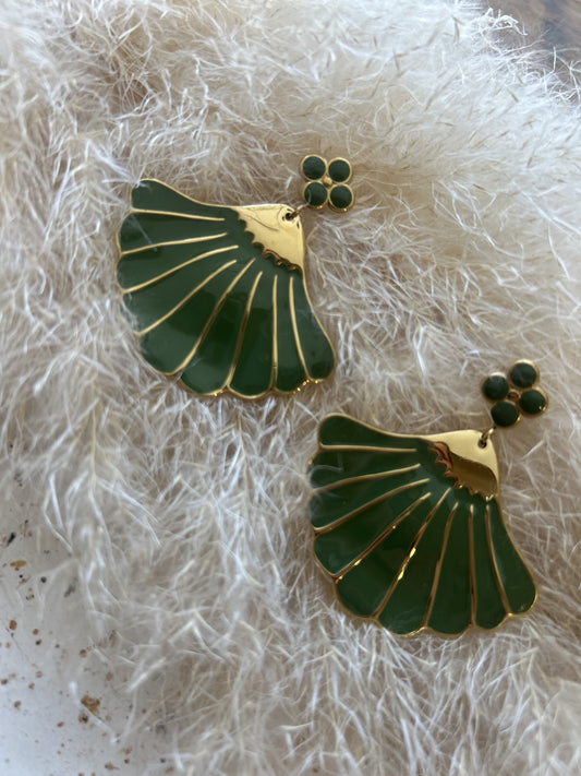 Boucle d'oreille en acier inoxydable verte