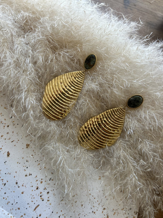 Boucle d'oreille en acier inoxydable verte