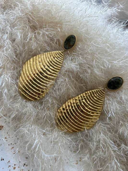 Boucle d'oreille en acier inoxydable verte