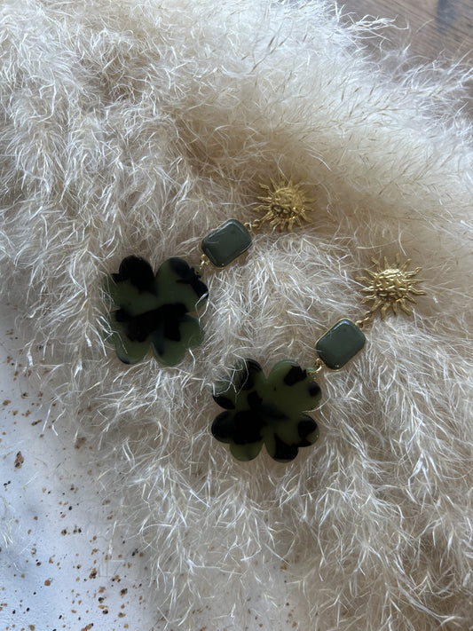 Boucle d'oreille en acier inoxydable verte