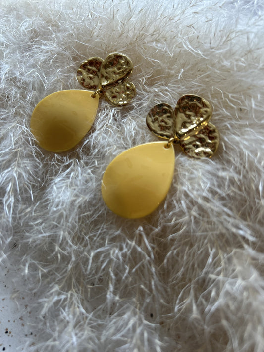 Boucle d'oreille en acier inoxydable jaune citon
