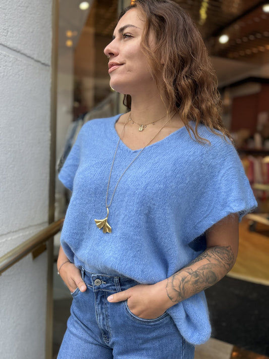 Pull sans manches bleu