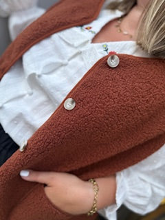Gilet bouclette brique